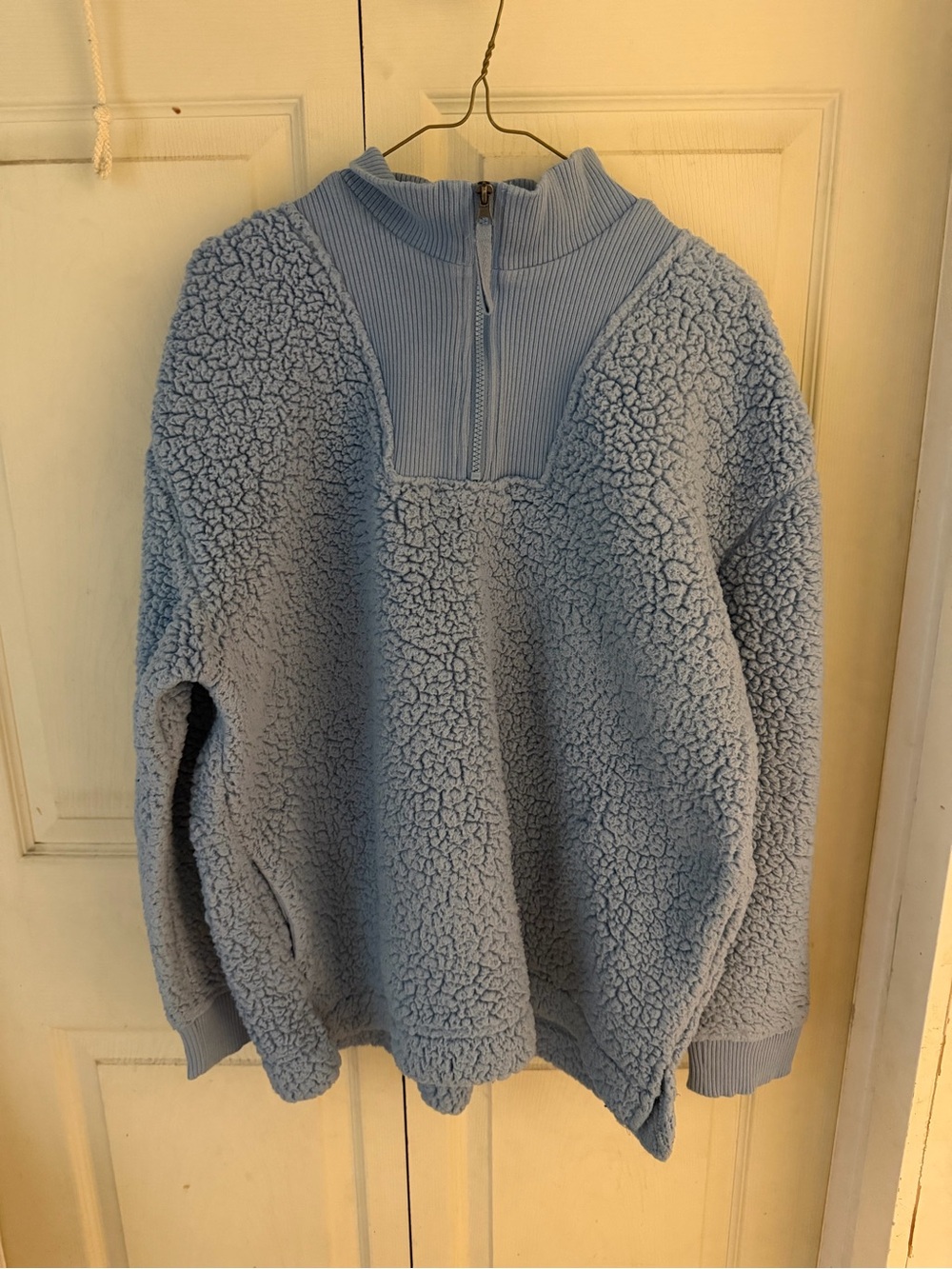 Maurices Light Blue Sherpa Zip-Up Sweater